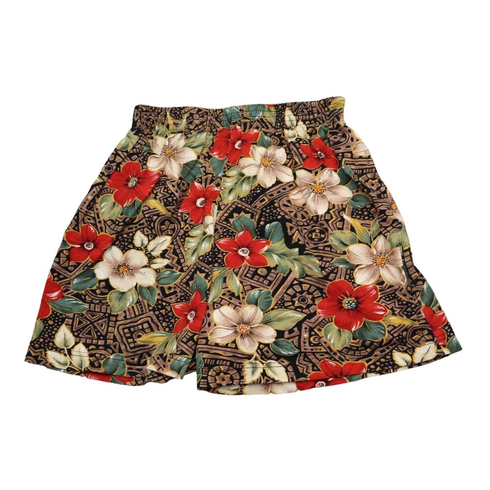Capacity Shorts Womens M Multicolor Floral Elastic Waist High Rise Culotte